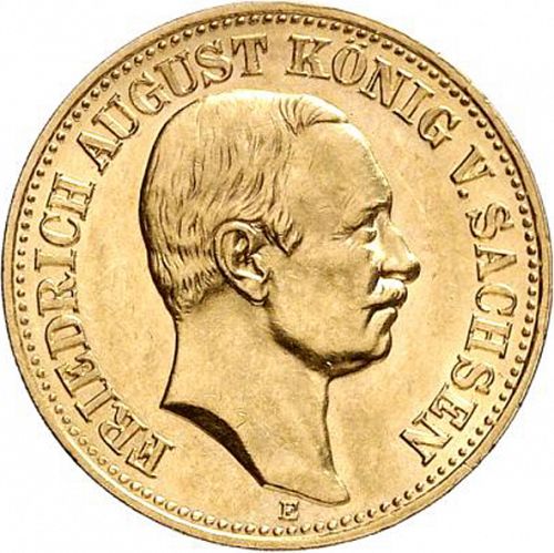 10 Mark Obverse Image minted in GERMANY in 1912E (1871-18 - Empire SAXONY-ALBERTINE)  - The Coin Database
