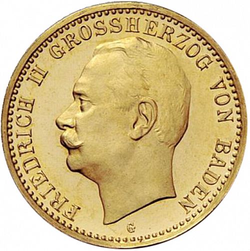 10 Mark Obverse Image minted in GERMANY in 1912G (1871-18 - Empire BADEN)  - The Coin Database