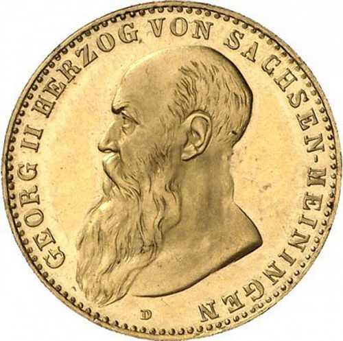 10 Mark Obverse Image minted in GERMANY in 1914D (1871-18 - Empire SAXE-MEININGEN)  - The Coin Database