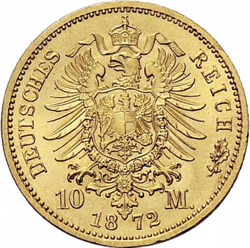 10 Mark Reverse Image minted in GERMANY in 1872A (1871-18 - Empire MECKLENBURG-SCHWERIN)  - The Coin Database