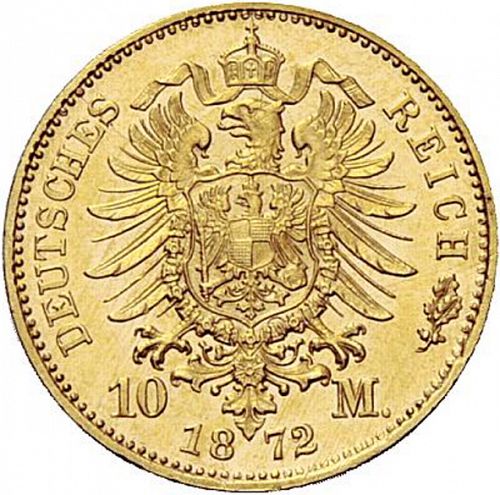 10 Mark Reverse Image minted in GERMANY in 1872D (1871-18 - Empire BAVARIA)  - The Coin Database