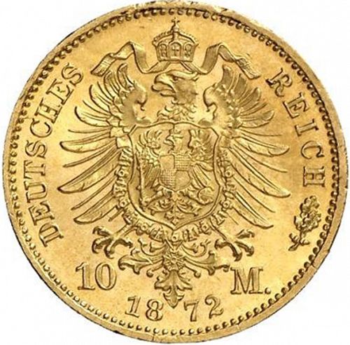 10 Mark Reverse Image minted in GERMANY in 1872G (1871-18 - Empire BADEN)  - The Coin Database