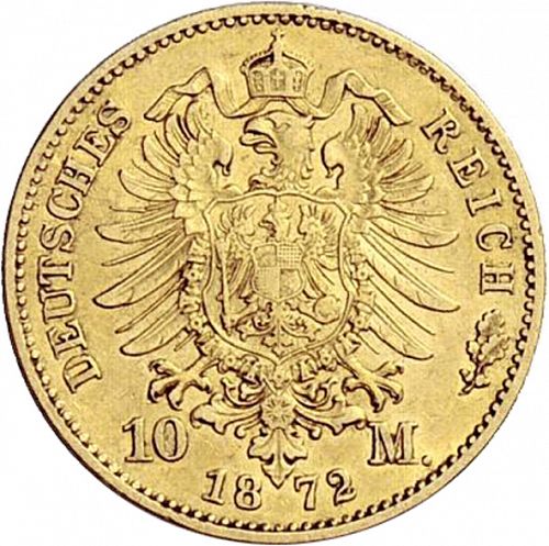 10 Mark Reverse Image minted in GERMANY in 1872H (1871-18 - Empire HESSE-DARMSTATDT)  - The Coin Database