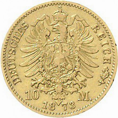 10 Mark Reverse Image minted in GERMANY in 1873B (1871-18 - Empire HAMBURG)  - The Coin Database