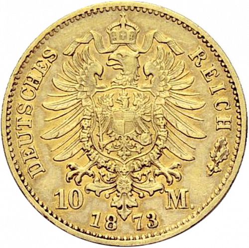 10 Mark Reverse Image minted in GERMANY in 1873D (1871-18 - Empire BAVARIA)  - The Coin Database