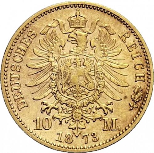 10 Mark Reverse Image minted in GERMANY in 1873F (1871-18 - Empire WURTTEMBERG)  - The Coin Database