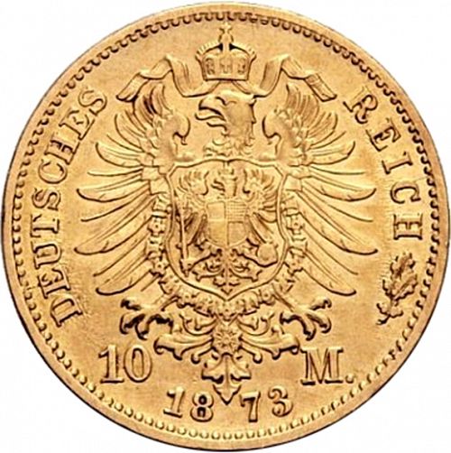 10 Mark Reverse Image minted in GERMANY in 1873G (1871-18 - Empire BADEN)  - The Coin Database