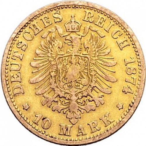 10 Mark Reverse Image minted in GERMANY in 1874A (1871-18 - Empire MECKLENBURG-STRELITZ)  - The Coin Database