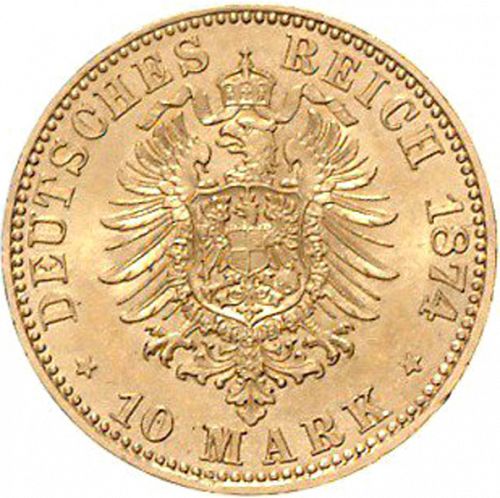 10 Mark Reverse Image minted in GERMANY in 1874A (1871-18 - Empire PRUSSIA)  - The Coin Database