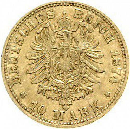 10 Mark Reverse Image minted in GERMANY in 1874D (1871-18 - Empire BAVARIA)  - The Coin Database