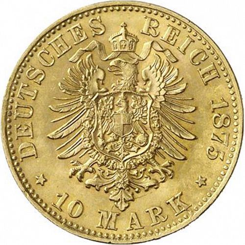 10 Mark Reverse Image minted in GERMANY in 1875E (1871-18 - Empire SAXONY-ALBERTINE)  - The Coin Database