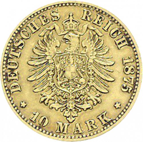 10 Mark Reverse Image minted in GERMANY in 1875H (1871-18 - Empire HESSE-DARMSTATDT)  - The Coin Database