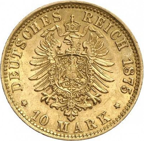 10 Mark Reverse Image minted in GERMANY in 1875J (1871-18 - Empire HAMBURG)  - The Coin Database