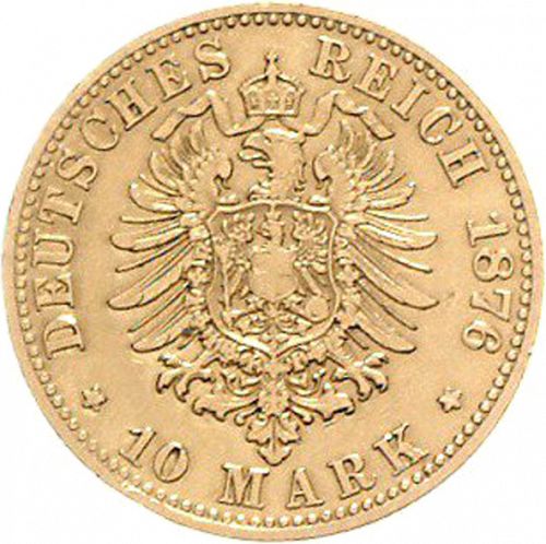 10 Mark Reverse Image minted in GERMANY in 1876B (1871-18 - Empire PRUSSIA)  - The Coin Database
