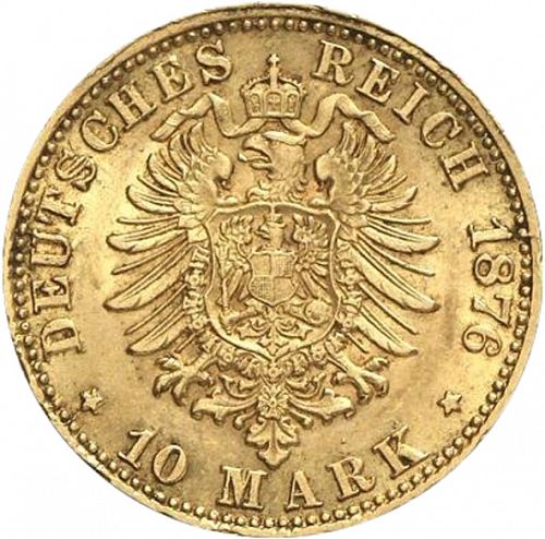 10 Mark Reverse Image minted in GERMANY in 1876G (1871-18 - Empire BADEN)  - The Coin Database