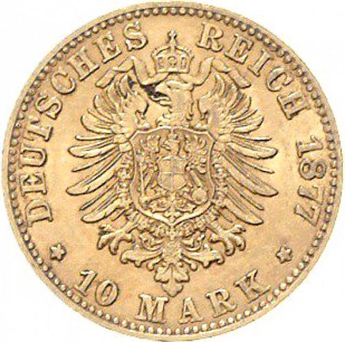 10 Mark Reverse Image minted in GERMANY in 1877C (1871-18 - Empire PRUSSIA)  - The Coin Database