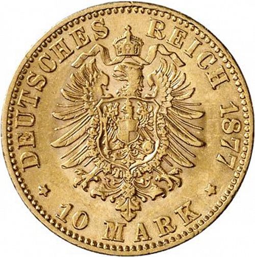 10 Mark Reverse Image minted in GERMANY in 1877F (1871-18 - Empire WURTTEMBERG)  - The Coin Database