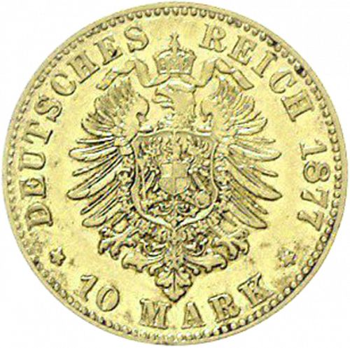 10 Mark Reverse Image minted in GERMANY in 1877H (1871-18 - Empire HESSE-DARMSTATDT)  - The Coin Database