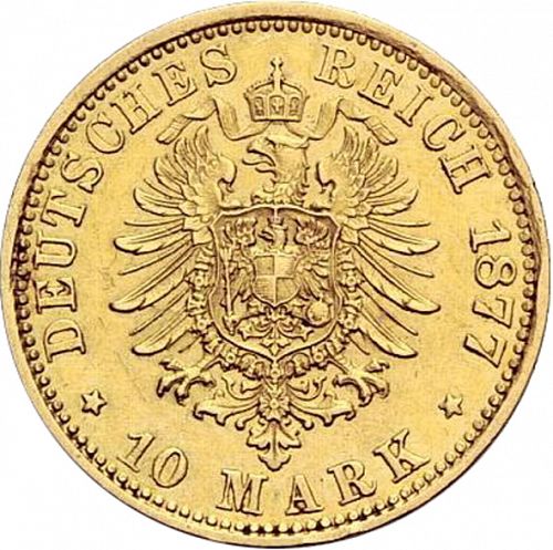 10 Mark Reverse Image minted in GERMANY in 1877J (1871-18 - Empire HAMBURG)  - The Coin Database