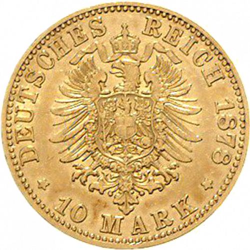 10 Mark Reverse Image minted in GERMANY in 1878A (1871-18 - Empire MECKLENBURG-SCHWERIN)  - The Coin Database