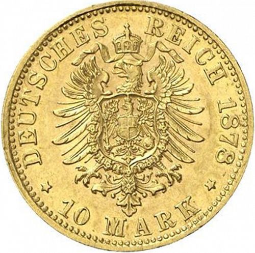 10 Mark Reverse Image minted in GERMANY in 1878D (1871-18 - Empire BAVARIA)  - The Coin Database