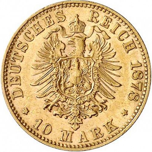 10 Mark Reverse Image minted in GERMANY in 1878F (1871-18 - Empire WURTTEMBERG)  - The Coin Database
