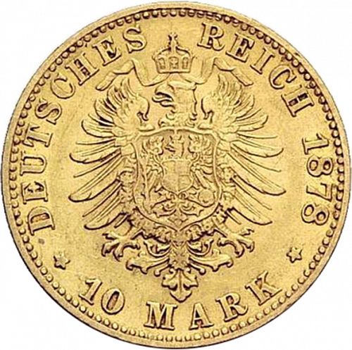 10 Mark Reverse Image minted in GERMANY in 1878G (1871-18 - Empire BADEN)  - The Coin Database