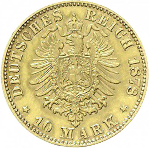 10 Mark Reverse Image minted in GERMANY in 1878H (1871-18 - Empire HESSE-DARMSTATDT)  - The Coin Database