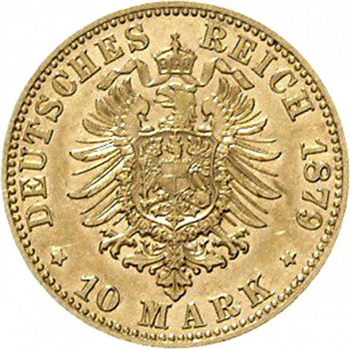 10 Mark Reverse Image minted in GERMANY in 1879E (1871-18 - Empire SAXONY-ALBERTINE)  - The Coin Database