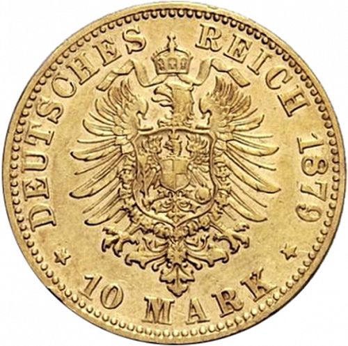 10 Mark Reverse Image minted in GERMANY in 1879F (1871-18 - Empire WURTTEMBERG)  - The Coin Database