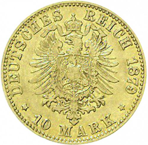 10 Mark Reverse Image minted in GERMANY in 1879H (1871-18 - Empire HESSE-DARMSTATDT)  - The Coin Database