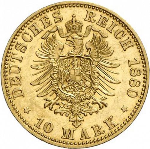 10 Mark Reverse Image minted in GERMANY in 1880A (1871-18 - Empire MECKLENBURG-STRELITZ)  - The Coin Database