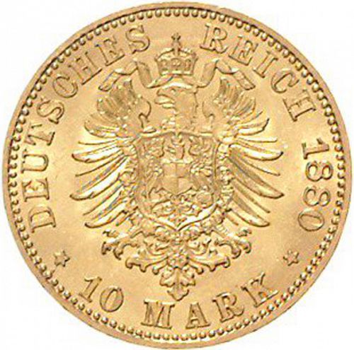 10 Mark Reverse Image minted in GERMANY in 1880A (1871-18 - Empire PRUSSIA)  - The Coin Database