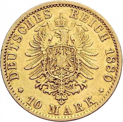 10 Mark Reverse Image minted in GERMANY in 1880J (1871-18 - Empire HAMBURG)  - The Coin Database