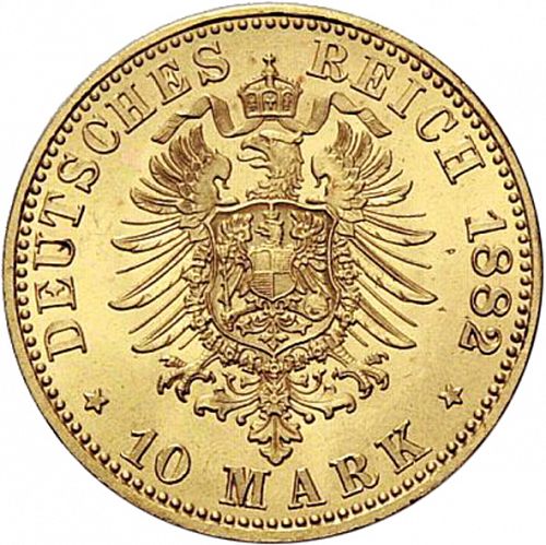 10 Mark Reverse Image minted in GERMANY in 1882A (1871-18 - Empire REUSS-SCHLEIZ)  - The Coin Database