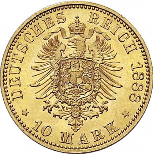 10 Mark Reverse Image minted in GERMANY in 1888A (1871-18 - Empire PRUSSIA)  - The Coin Database