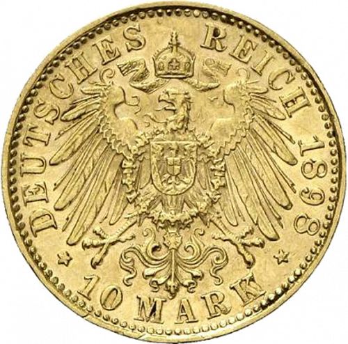 10 Mark Reverse Image minted in GERMANY in 1888D (1871-18 - Empire BAVARIA)  - The Coin Database