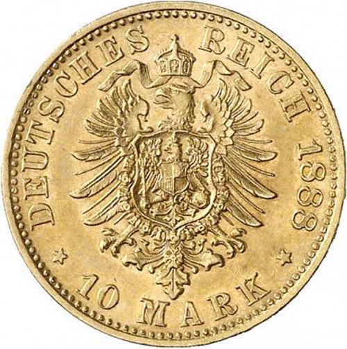 10 Mark Reverse Image minted in GERMANY in 1888E (1871-18 - Empire SAXONY-ALBERTINE)  - The Coin Database