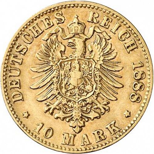 10 Mark Reverse Image minted in GERMANY in 1888F (1871-18 - Empire WURTTEMBERG)  - The Coin Database