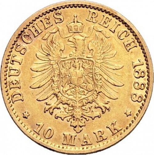 10 Mark Reverse Image minted in GERMANY in 1888J (1871-18 - Empire HAMBURG)  - The Coin Database