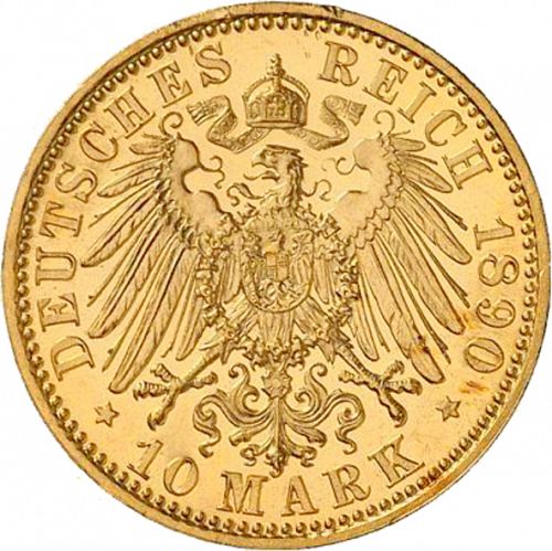 10 Mark Reverse Image minted in GERMANY in 1890A (1871-18 - Empire MECKLENBURG-SCHWERIN)  - The Coin Database
