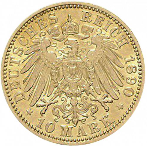 10 Mark Reverse Image minted in GERMANY in 1890A (1871-18 - Empire HESSE-DARMSTATDT)  - The Coin Database