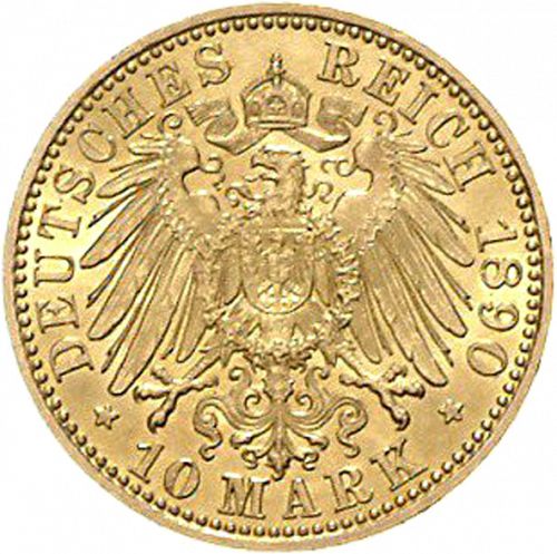 10 Mark Reverse Image minted in GERMANY in 1890A (1871-18 - Empire PRUSSIA)  - The Coin Database