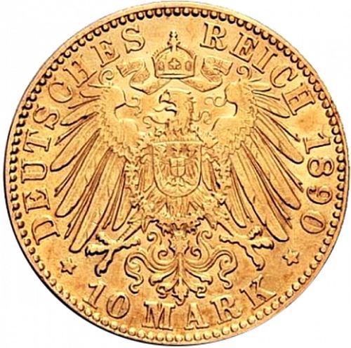 10 Mark Reverse Image minted in GERMANY in 1890G (1871-18 - Empire BADEN)  - The Coin Database