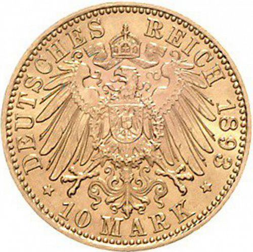 10 Mark Reverse Image minted in GERMANY in 1893A (1871-18 - Empire PRUSSIA)  - The Coin Database