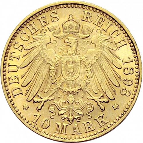 10 Mark Reverse Image minted in GERMANY in 1893D (1871-18 - Empire BAVARIA)  - The Coin Database