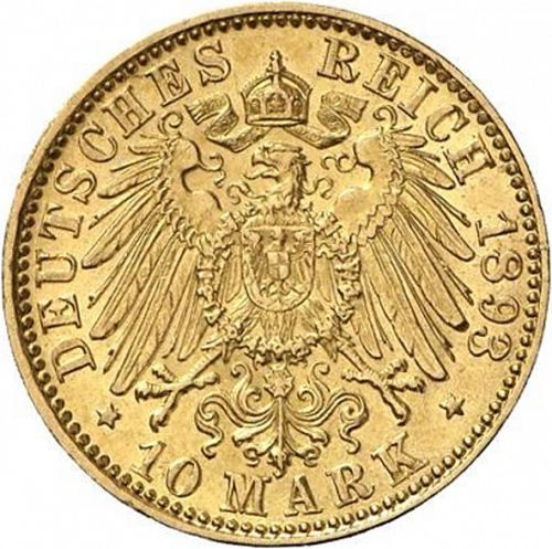 10 Mark Reverse Image minted in GERMANY in 1893G (1871-18 - Empire BADEN)  - The Coin Database