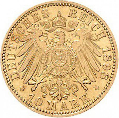 10 Mark Reverse Image minted in GERMANY in 1898A (1871-18 - Empire PRUSSIA)  - The Coin Database