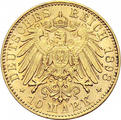 10 Mark Reverse Image minted in GERMANY in 1898E (1871-18 - Empire SAXONY-ALBERTINE)  - The Coin Database