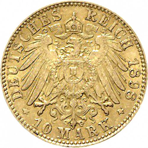 10 Mark Reverse Image minted in GERMANY in 1898J (1871-18 - Empire HAMBURG)  - The Coin Database
